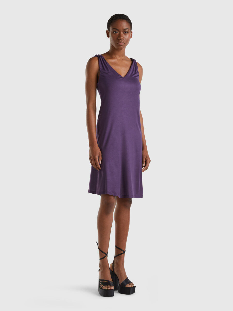 Short dress in pure viscose