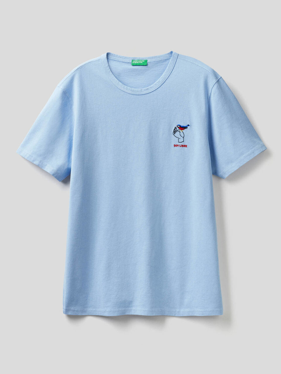 Pure cotton t-shirt with embroidery image number 1