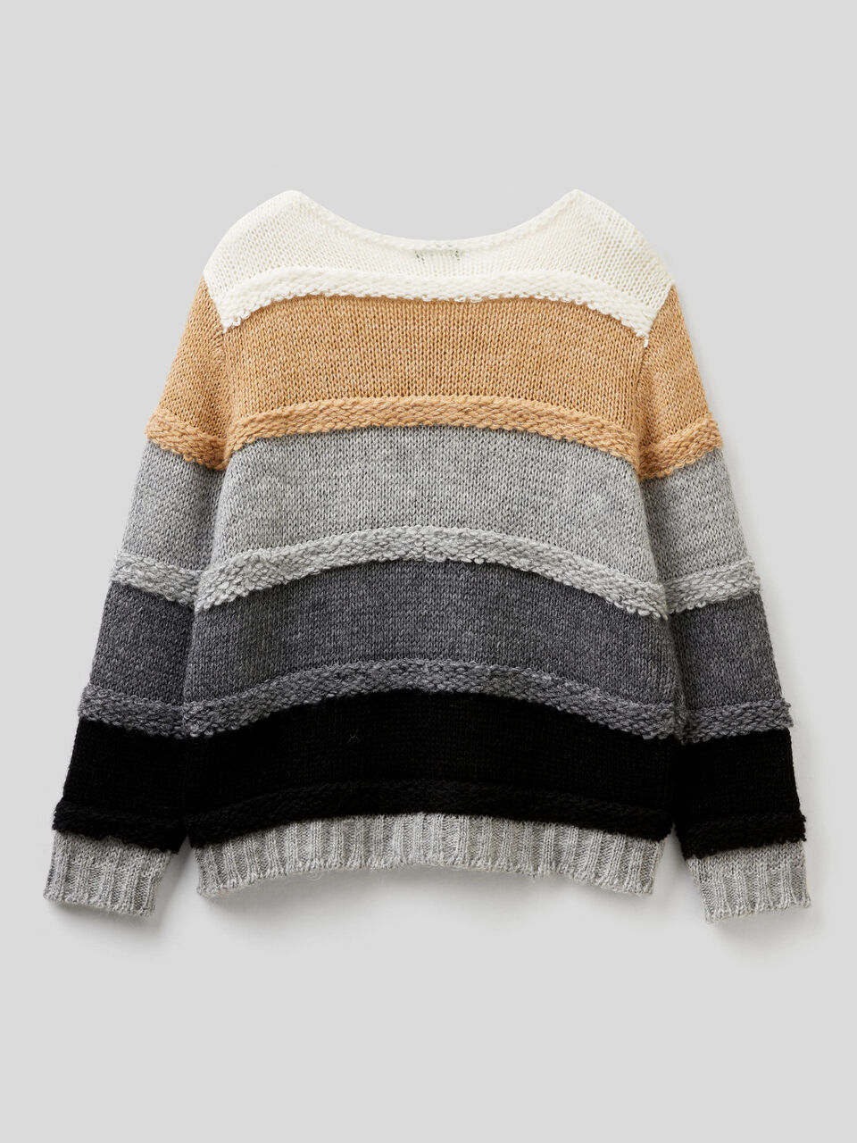 Striped sweater with stitch features image number 2