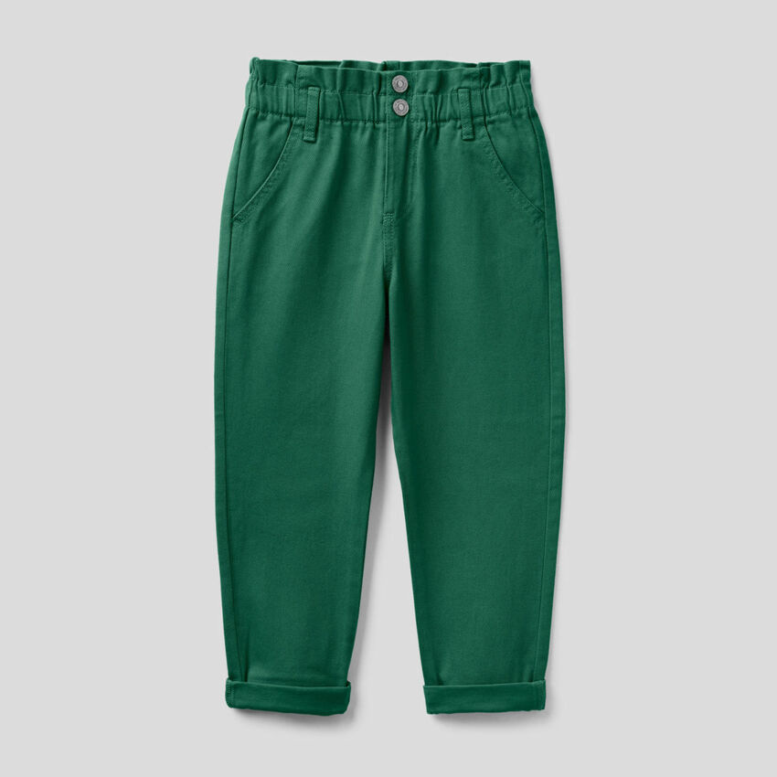 Paperbag trousers in organic cotton
