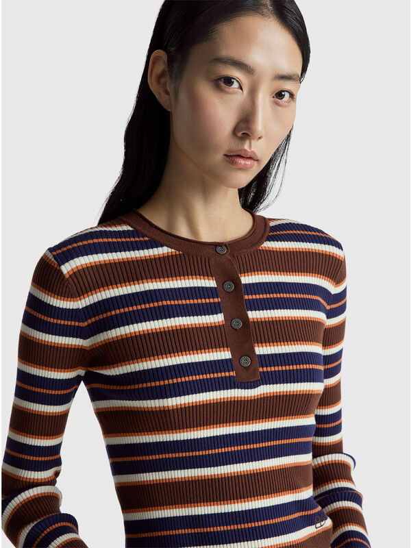 Henley ribbed top Women