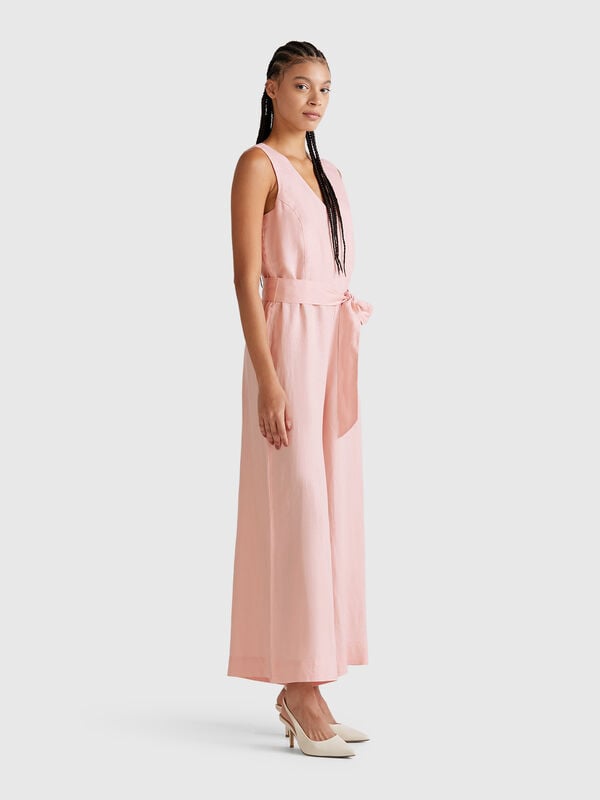 Jumpsuit in pure linen Women