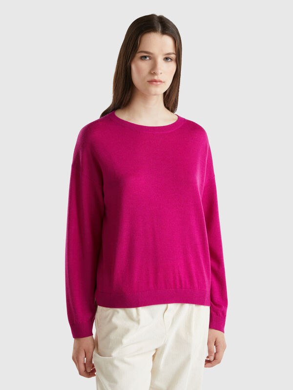 Boat neck sweater in pure Merino wool Women