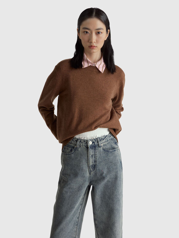 Sweater in cashmere and wool blend Women