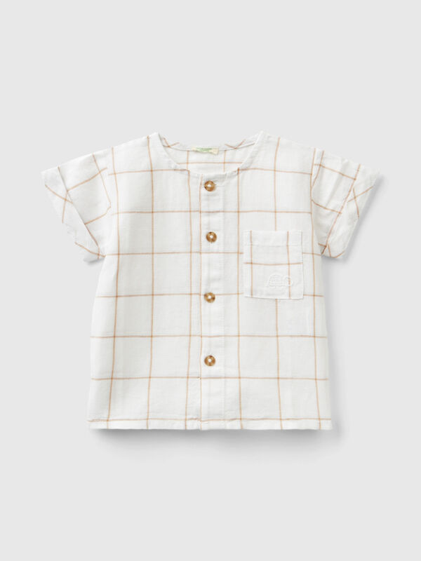 Check shirt in linen blend New Born (0-18 months)