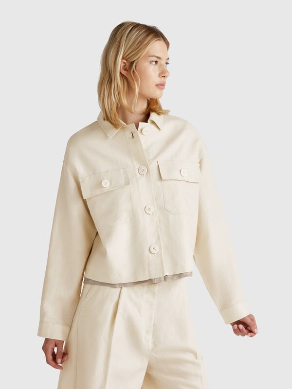 Linen blend jacket Women