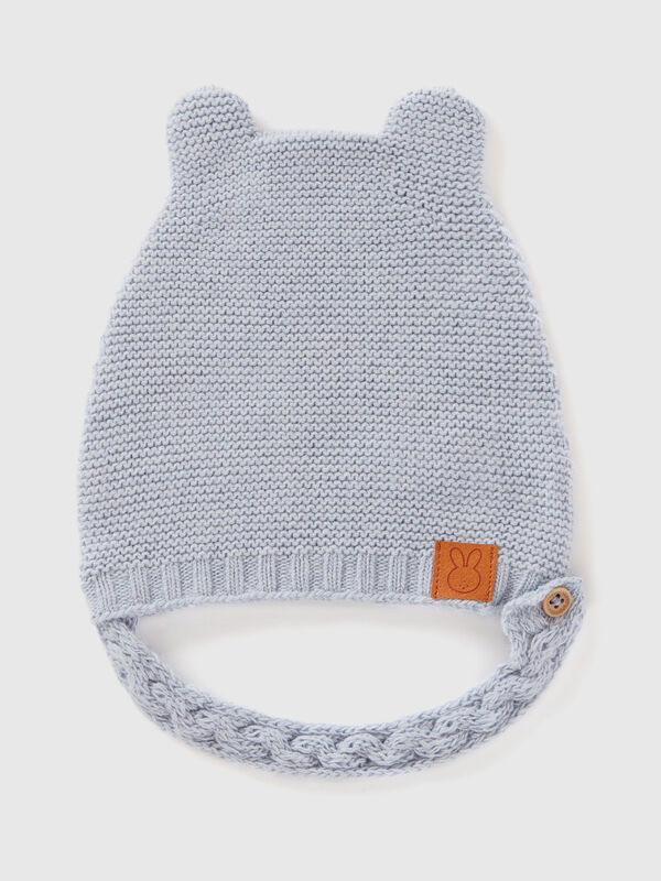 Cap with ear applique in recycled wool blend New Born (0-18 months)