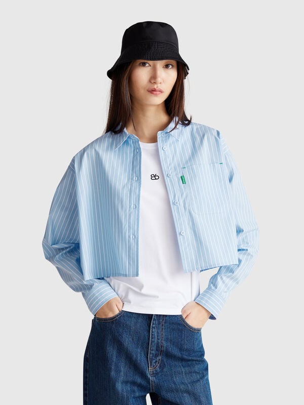 Cropped shirt in pure cotton Women