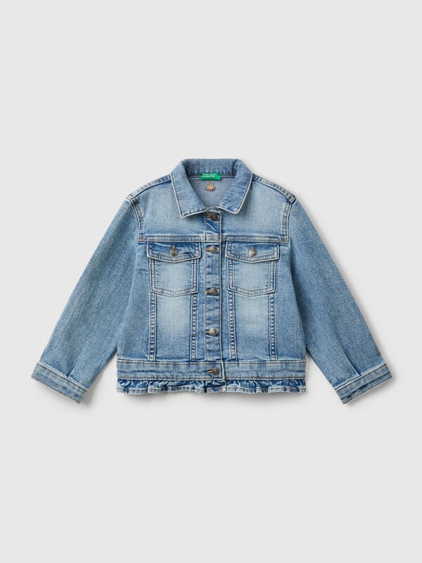 Denim jacket with ruffles Junior Girl