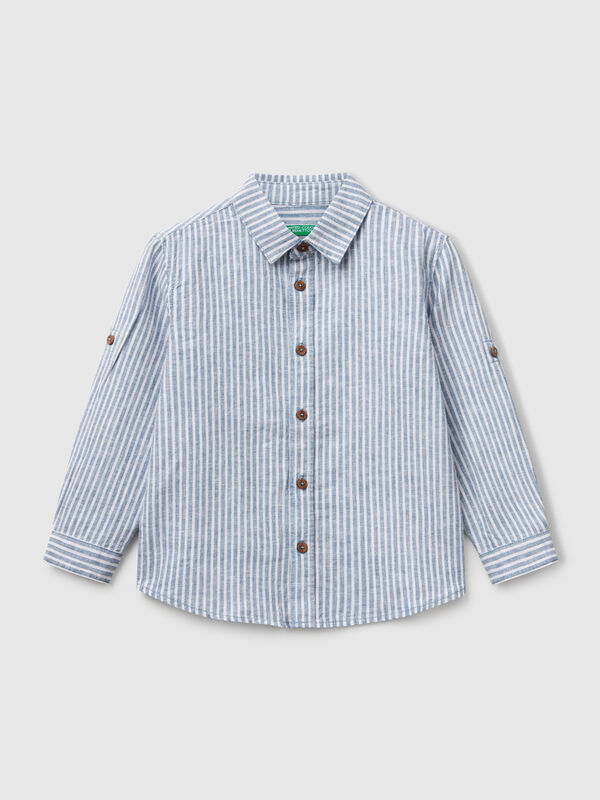 Striped shirt in linen blend Junior Boy
