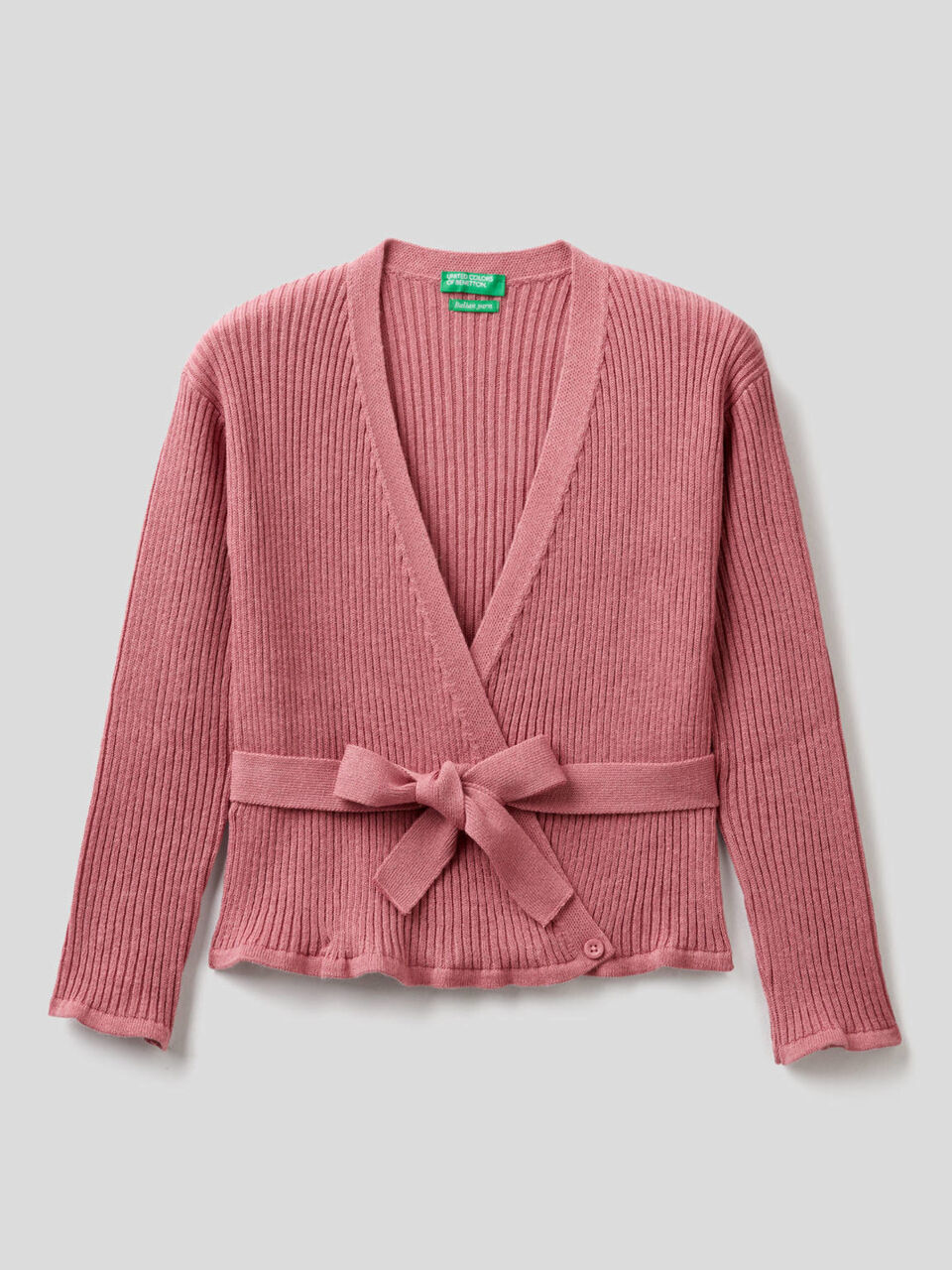 Crisscross ribbed knit cardigan image number 1