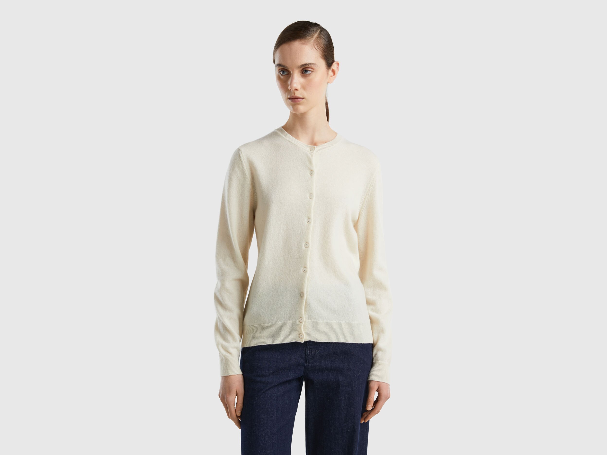 cream crew neck cardigan
