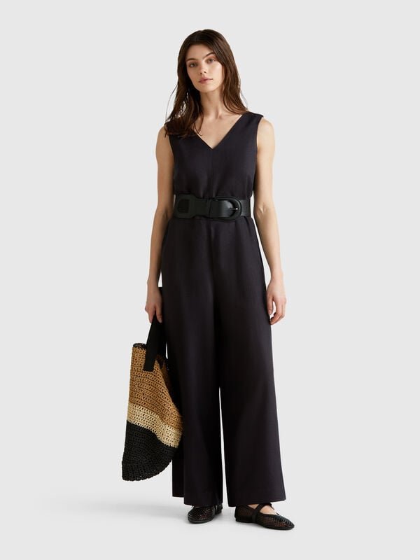 Jumpsuit in pure linen Women