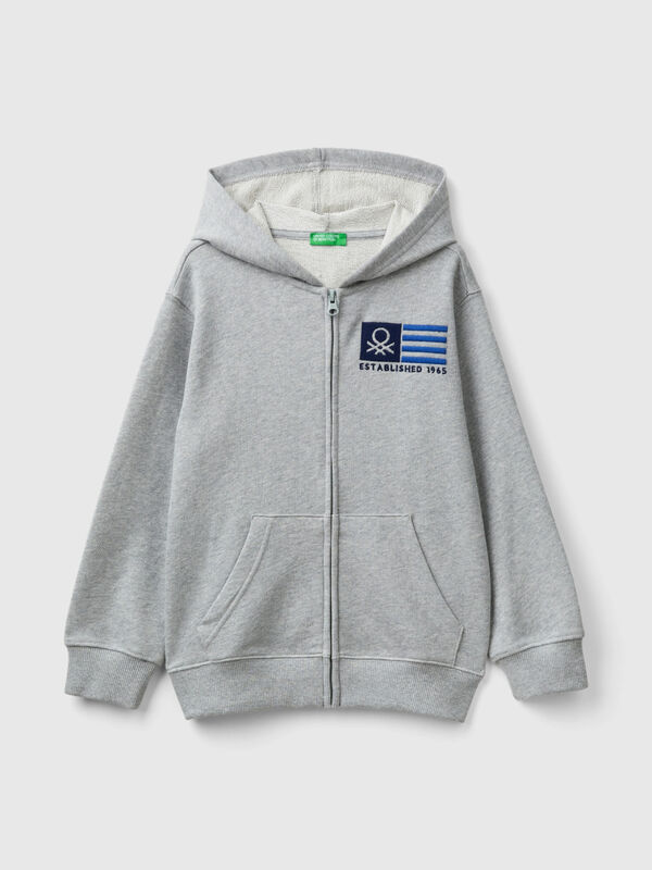 Hoodie with zip and embroidered logo Junior Boy