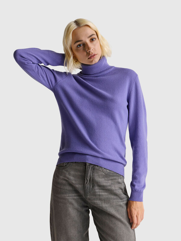 Periwinkle turtleneck sweater in pure Merino wool Periwinkle turtleneck sweater in pure Merino wool Women