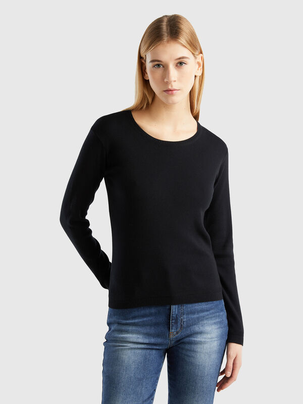 Crew neck sweater in pure cotton Women