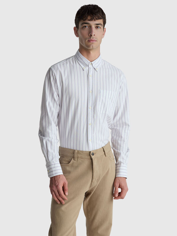 Striped regular fit button-down shirt Men