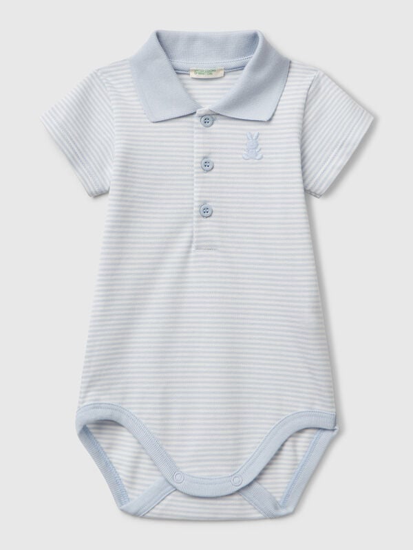 Polo bodysuit in stretch cotton New Born (0-18 months)