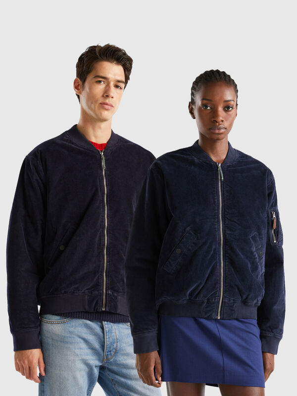 Padded velvet bomber jacket