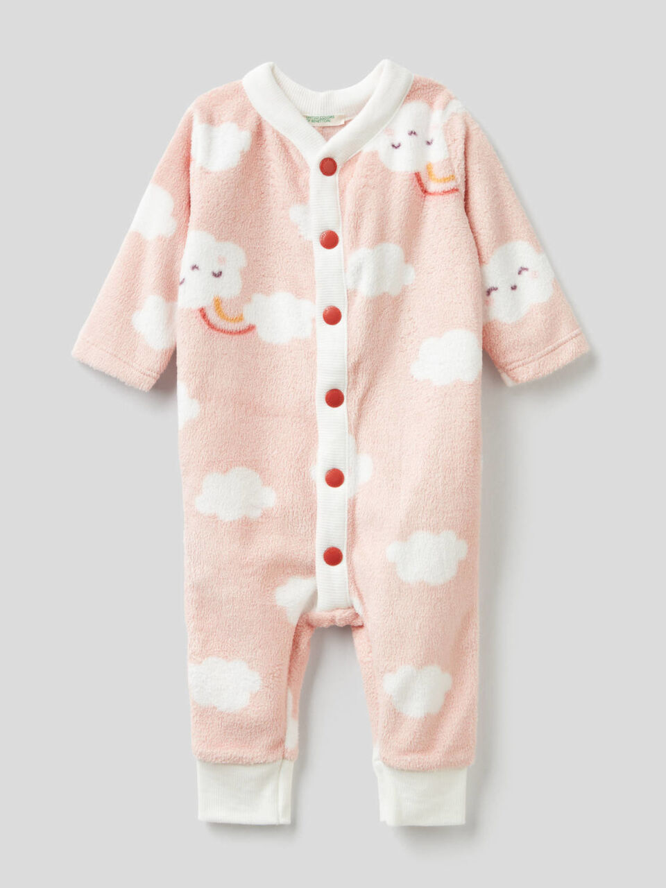 Patterned onesie in soft fleece image number 1