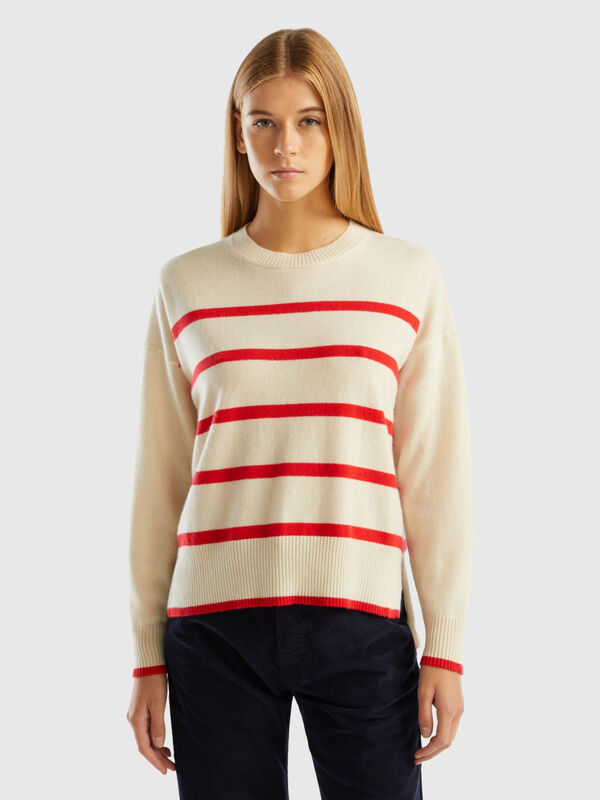 Striped sweater in pure cashmere