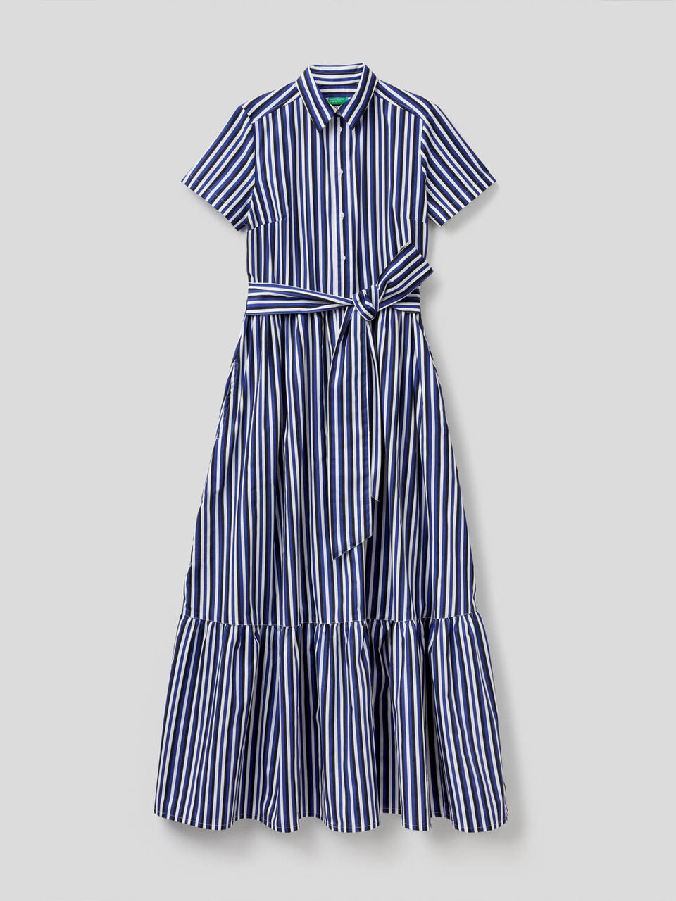 Striped long dress with frill at the bottom image number 1