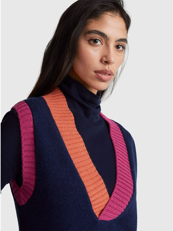 Color block knit vest Women