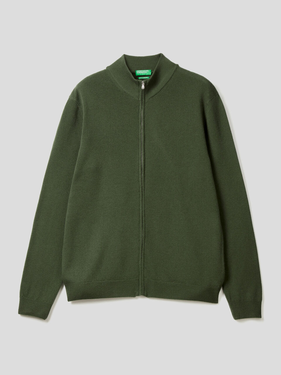 Zip-up cardigan in 100% virgin wool image number 1
