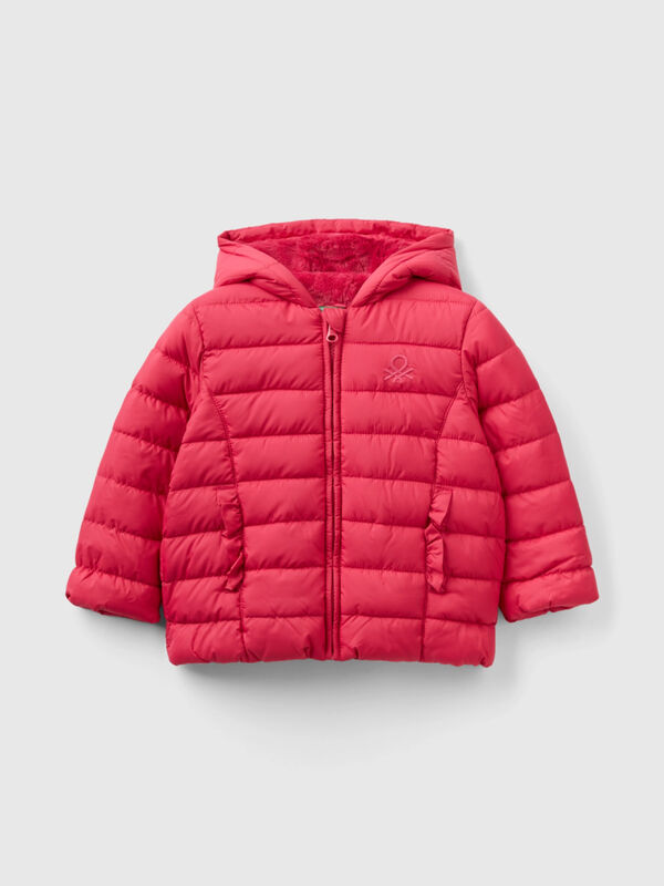 Padded jacket with rouches