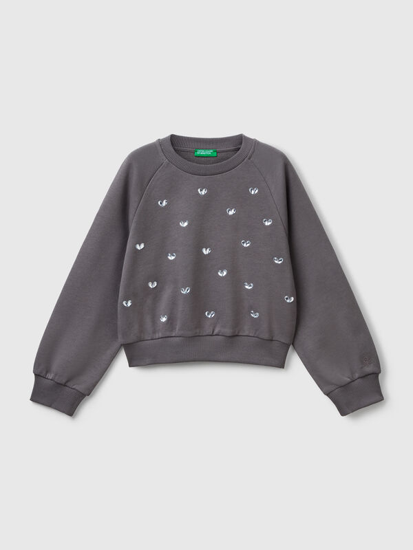 Sweatshirt with heart rhinestones Junior Girl