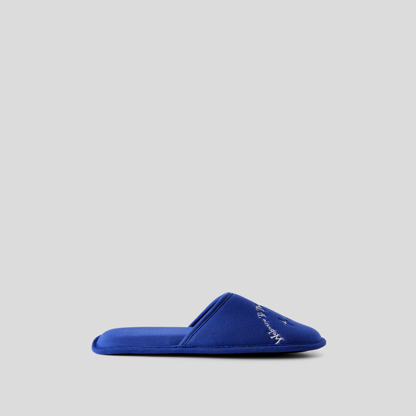 Cornflower blue slippers with embroidery by Ghali