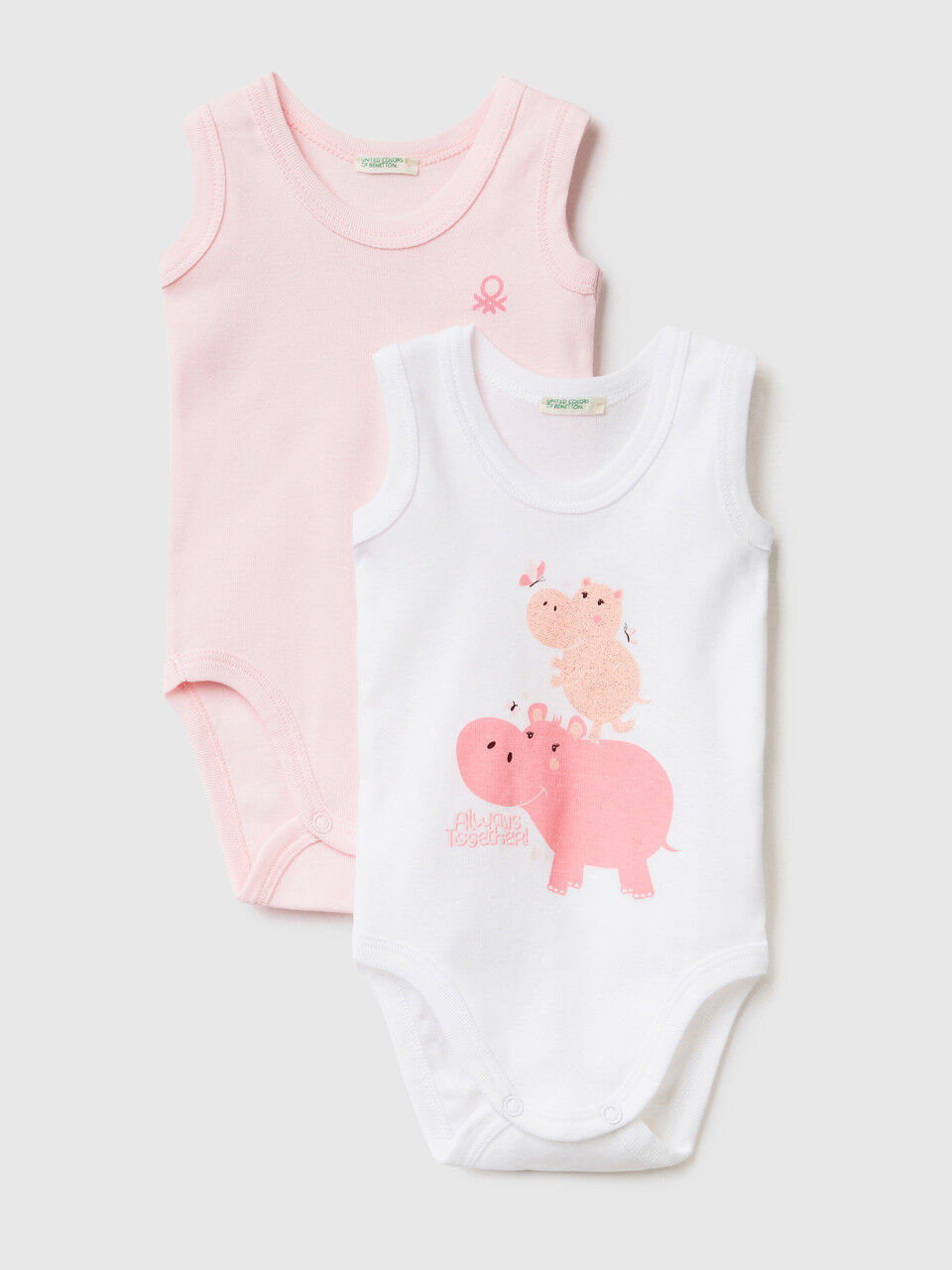 Two bodysuits in organic cotton with print