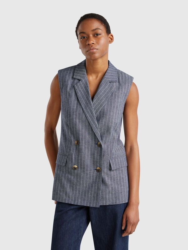 Long pinstriped vest Women