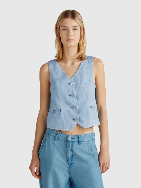 Vest in chambray Women