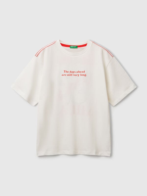 T-shirt with slogan print and embroidery Junior Boy