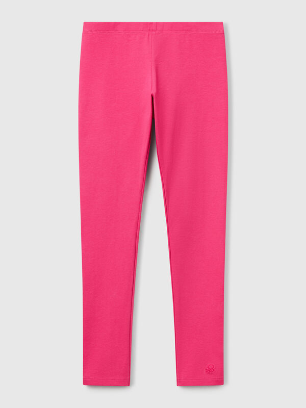 Stretch cotton leggings with logo Junior Girl