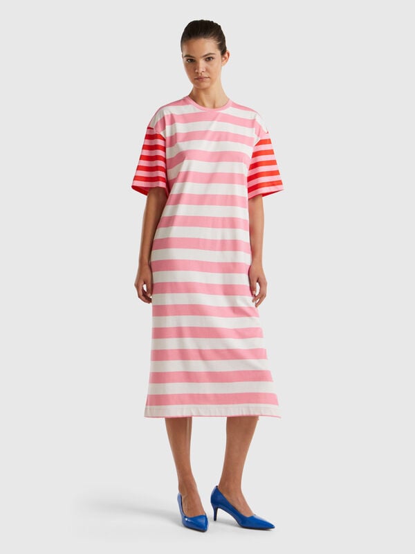 Striped round neck dress Women