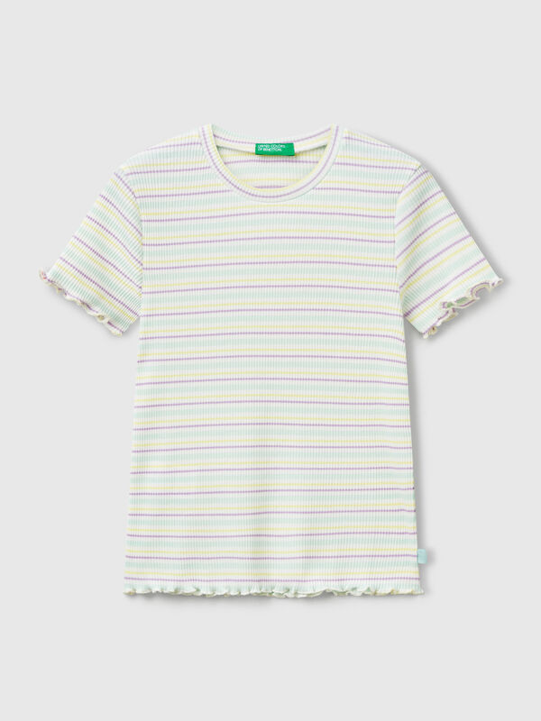 Striped stretch cotton t-shirt Junior Girl