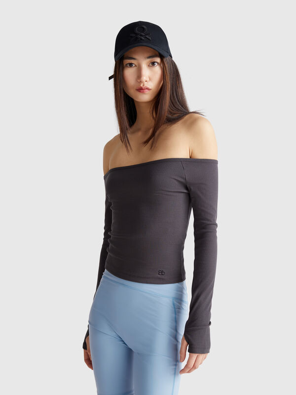 T-shirt with bardot neck Women
