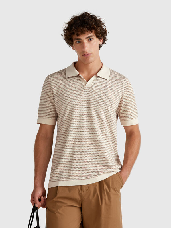 Melange polo in pure cotton Men