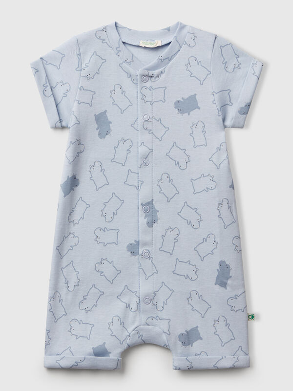 Blue onesie with animal print New Born (0-18 months)